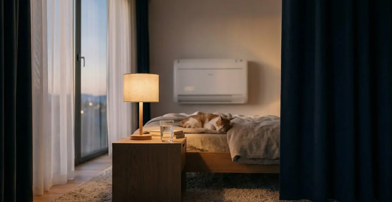 Visualisation des niveaux sonores d'un climatiseur monobloc dans un intérieur moderne