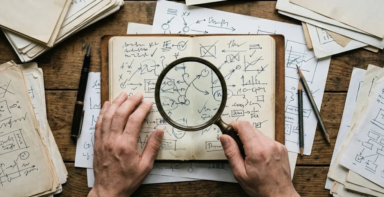 Personne analysant attentivement des avis sur un forum en ligne avec des notes manuscrites